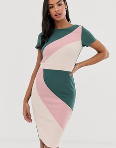 Платье-футляр в стиле колор блок с короткими рукавами Paper Dolls-Мульти