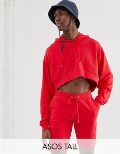 Красный спортивный костюм из укороченного oversize-худи и шортов ASOS DESIGN Tall