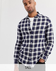 Сине-бежевая рубашка в клетку Burton Menswear Big & Tall-Светло-бежевый
