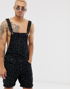 Черный комбинезон с леопардовым принтом ASOS DESIGN