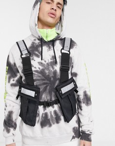 Черная сумка на грудь со светоотражающим принтом ASOS DESIGN-Черный