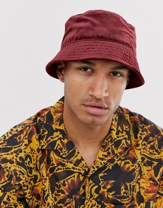 Бордовая бархатная панама ASOS DESIGN-Красный
