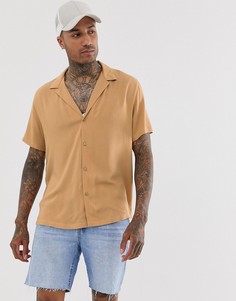 Светло-коричневая oversize-рубашка из вискозы с отложным воротником ASOS DESIGN-Светло-коричневый