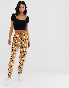 Брюки со звериным принтом и широким поясом ASOS DESIGN-Мульти