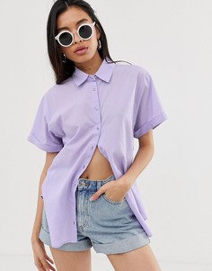 Рубашка с короткими рукавами и отворотами ASOS DESIGN-Фиолетовый