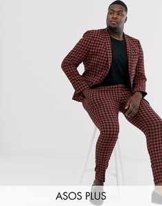 Темно-синие супероблегающие брюки в оранжевую клетку ASOS DESIGN Plus-Темно-синий
