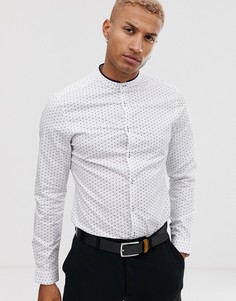 Приталенная рубашка с принтом пейсли и воротником на пуговицах ASOS DESIGN-Белый