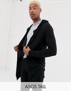 Черный кардиган с открытым передом и закругленным краем ASOS DESIGN Tall