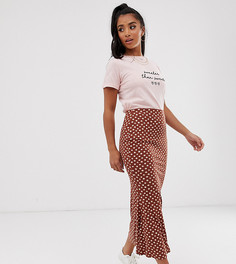 Трикотажная юбка миди в горошек ASOS DESIGN Petite-Коричневый