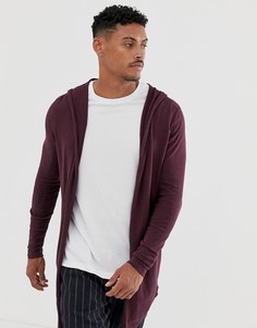 Бордовый вязаный кардиган с капюшоном ASOS DESIGN-Красный