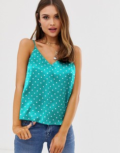 Атласный топ на бретельках с принтом в горошек ASOS DESIGN-Мульти