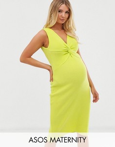 Платье миди с перекрученной отделкой ASOS DESIGN Maternity-Зеленый