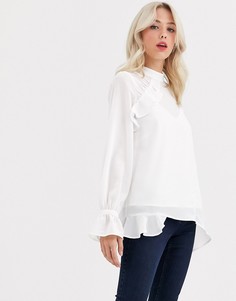 Лонгслив с высоким воротом и асимметричным низом ASOS DESIGN-Белый