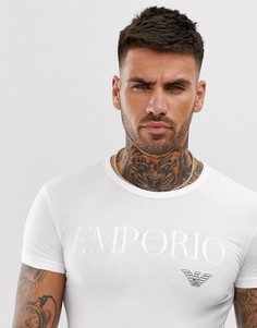 Белая футболка для дома с логотипом-надписью Emporio Armani-Белый