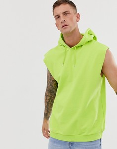 Худи свободного кроя без рукавов лаймового цвета ASOS DESIGN-Зеленый
