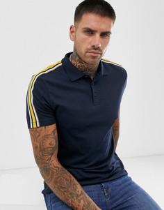 Футболка-поло из органического хлопка с контрастным кантом ASOS DESIGN-Темно-синий