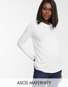 Белый лонгслив из органического хлопка с круглым вырезом ASOS DESIGN Maternity