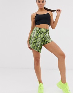 Зеленая юбка-шорты со змеиным принтом Missguided-Мульти