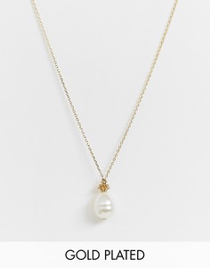Позолоченное ожерелье с искусственным жемчугом Orelia-Золотой