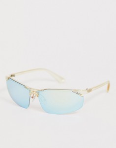 Солнцезащитные очки в прозрачной оправе с зеркальными стеклами ASOS DESIGN-Синий