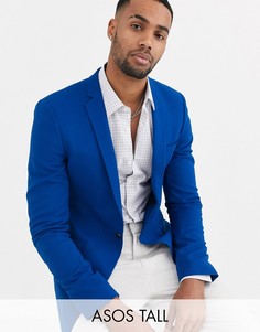 Синий супероблегающий пиджак из крепа ASOS DESIGN Tall