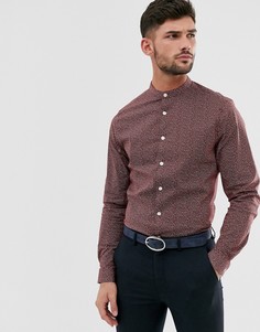 Строгая бордовая рубашка в горошек с воротником на пуговицах ASOS DESIGN-Красный