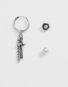 Набор серебристых серег Icon Brand-Серебряный