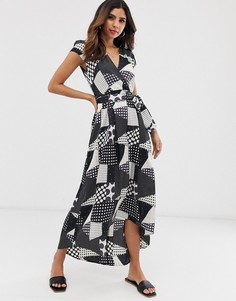 Платье с запахом и принтом AX Paris-Черный