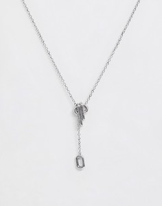 Серебристая цепочка с подвесками в виде звеньев Icon Brand-Серебряный