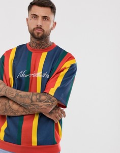 Oversize-свитшот с короткими рукавами и полосками в стиле ретро ASOS DESIGN-Красный