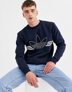 Темно-синий свитшот с логотипом-трилистником adidas Originals