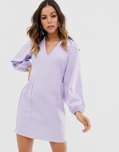 Платье мини с рукавами в стиле кейпа и открытой спиной ASOS DESIGN-Фиолетовый