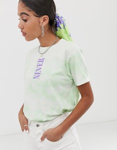 Футболка с принтом тай-дай и надписью ASOS DESIGN-Зеленый