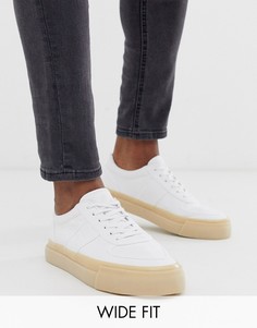 Белые парусиновые кроссовки для широкой стопы на резиновой подошве ASOS DESIGN-Белый