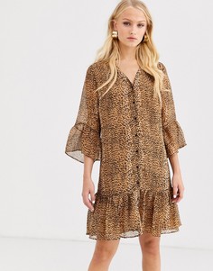 Платье с леопардовым принтом In Wear Tanya-Коричневый