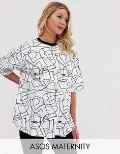 Монохромная oversize-футболка с принтом ASOS DESIGN Maternity-Белый