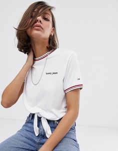 Футболка с логотипом и завязкой спереди Tommy Jeans-Белый