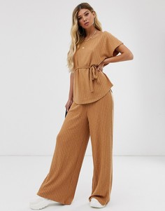 Комбинируемые широкие брюки для дома ASOS DESIGN-Светло-коричневый