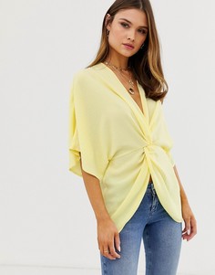 Топ с рукавами кимоно и декоративным узлом ASOS DESIGN-Желтый
