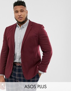 Бордовый трикотажный пиджак супероблегающего кроя ASOS DESIGN Plus-Красный