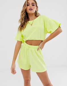 Трикотажный пляжный кроп-топ с завязками ASOS DESIGN-Желтый