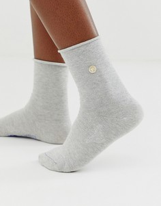 Хлопковые серые носки с серебристыми блестками Birkenstock-Розовый