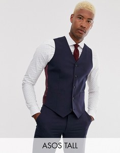 Темно-синий жилет узкого кроя ASOS DESIGN Tall
