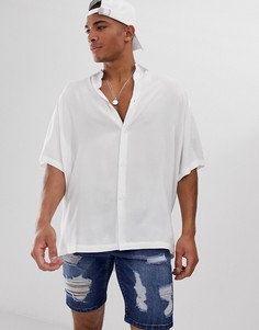 Белая oversize-рубашка из вискозы с воротником ASOS DESIGN-Черный