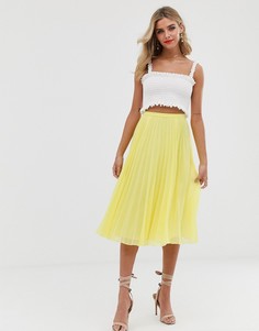 Плиссированная юбка миди ASOS DESIGN-Желтый