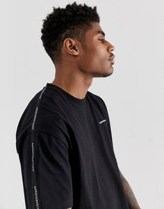 Комбинируемая черная oversize-футболка с отделкой лентой с логотипом Good For Nothing-Черный