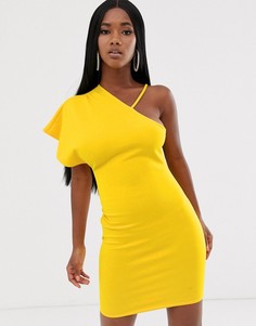 Платье мини на одно плечо ASOS DESIGN-Желтый