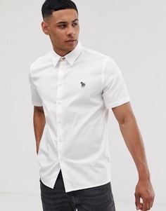 Белая оксфордская рубашка с короткими рукавами и логотипом-зеброй PS Paul Smith-Белый