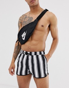 Черные шорты для плавания с белыми полосками ASOS DESIGN-Белый