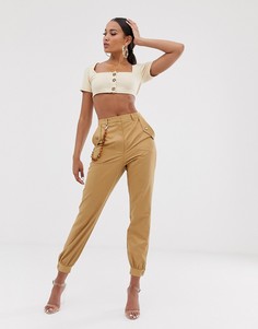 Узкие брюки карго с цепочкой ASOS DESIGN-Бежевый